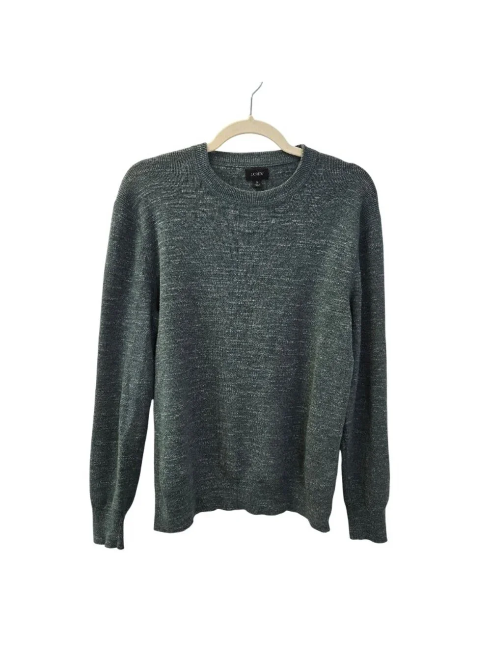 J. Crew 100% Cotton Heathered Green Crewneck Sweater Size Small